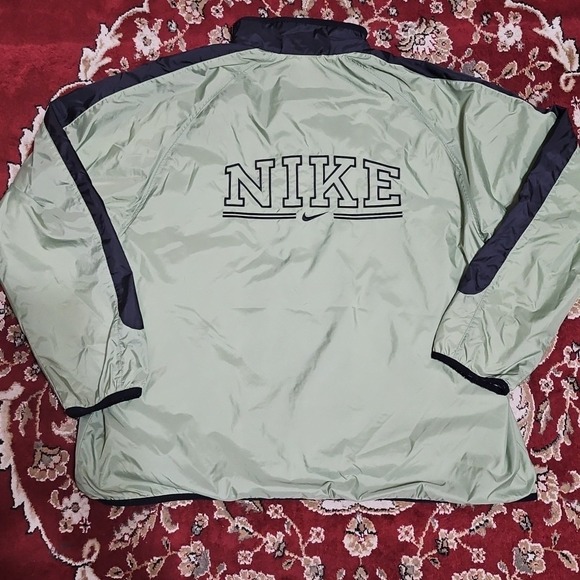 Vintage 90s Nike Windbreaker Jacket Olive Green Men's XL Spell Out - Picture 6 of 8